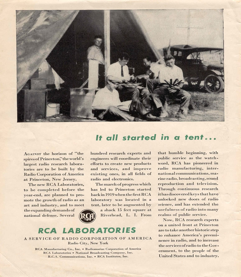 RCA Tent Ad - It All Started In A Tent