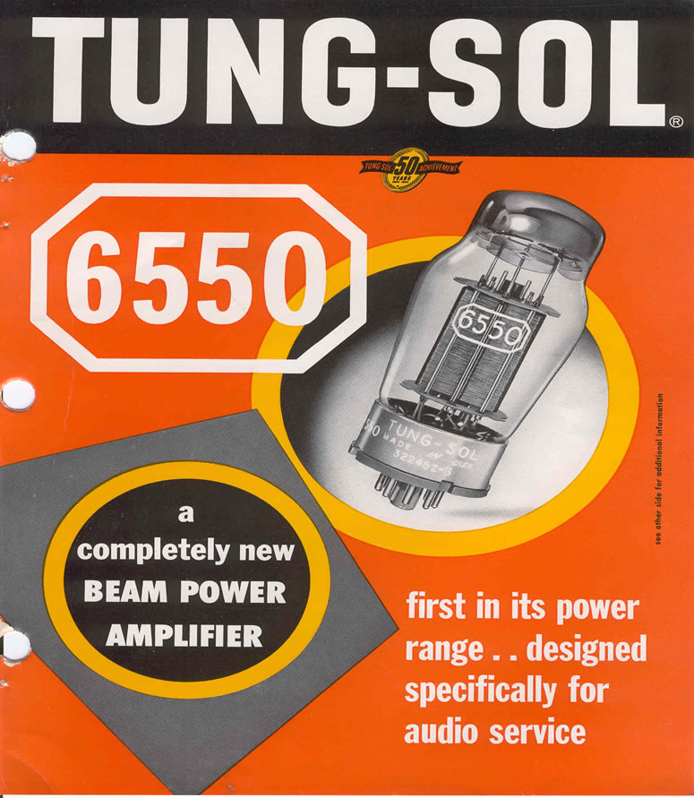 Tung-Sol 6550 Vintage Audio Tube Brochure - Front