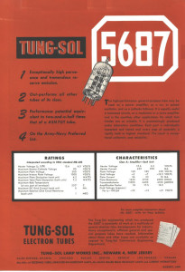 Tung-Sol 5687 Vintage Audio Tube Brochure - Back